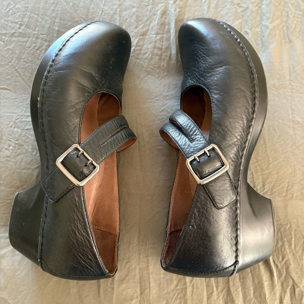 Dansko Black Leather Mary Jane Clog - Picture 6 of 16